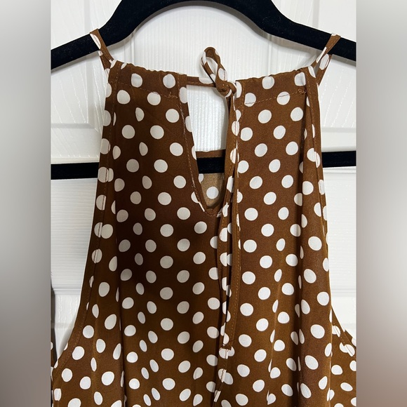 🤎 NWT! Brown White Polka Dot Asymmetrical Dress - Picture 5 of 8